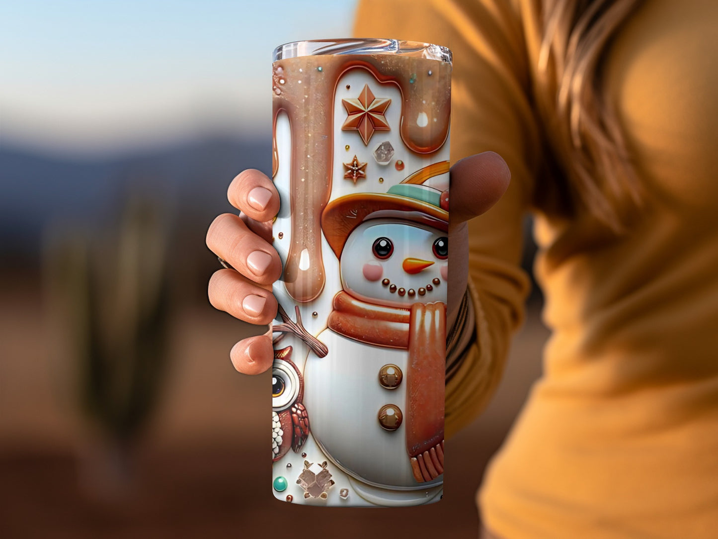 Snowman and Owl Winter Design Thermal Tumbler