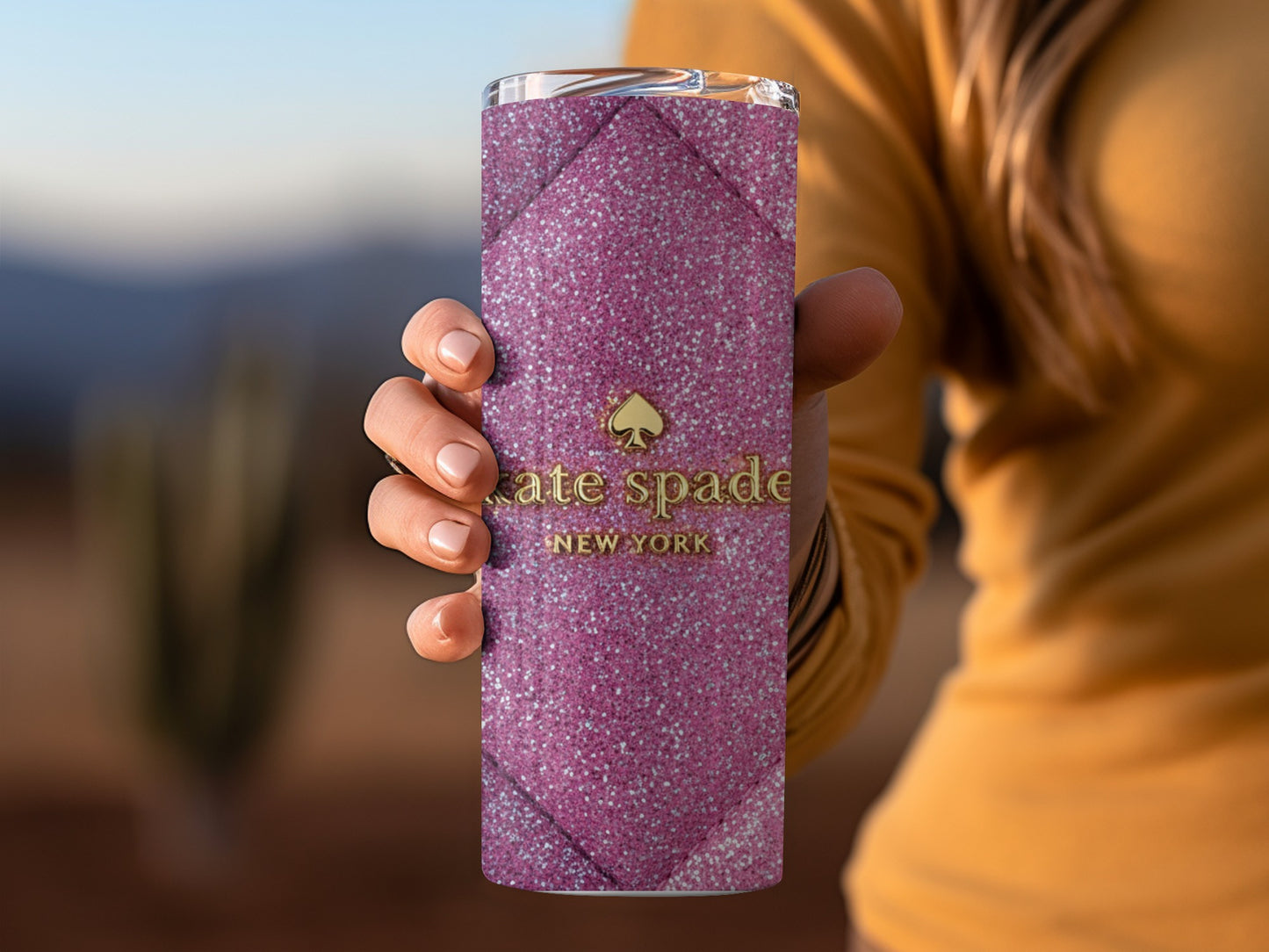 Kate Spade Inspired Pink and Purple Glitter Quilted Tumblers