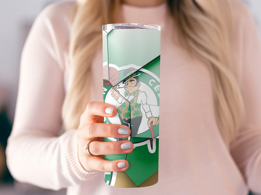Boston Celtics Lucky Logo Fractured Design on Green Tumblers