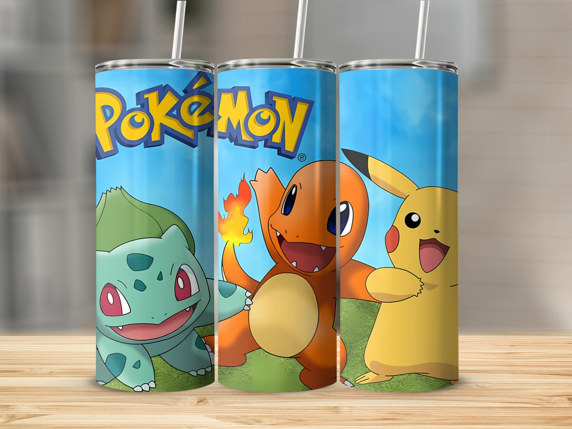 Pokémon Bulbasaur Charmander Pikachu Stainless Steel Tumbler