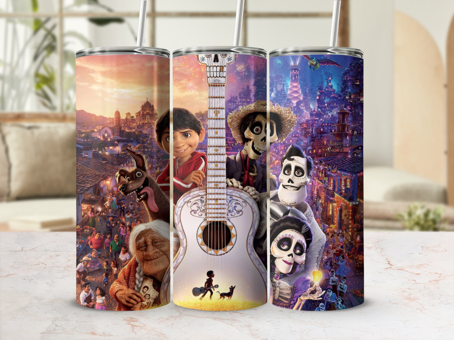 Colorful Animated Movie Metal Cup with Straw