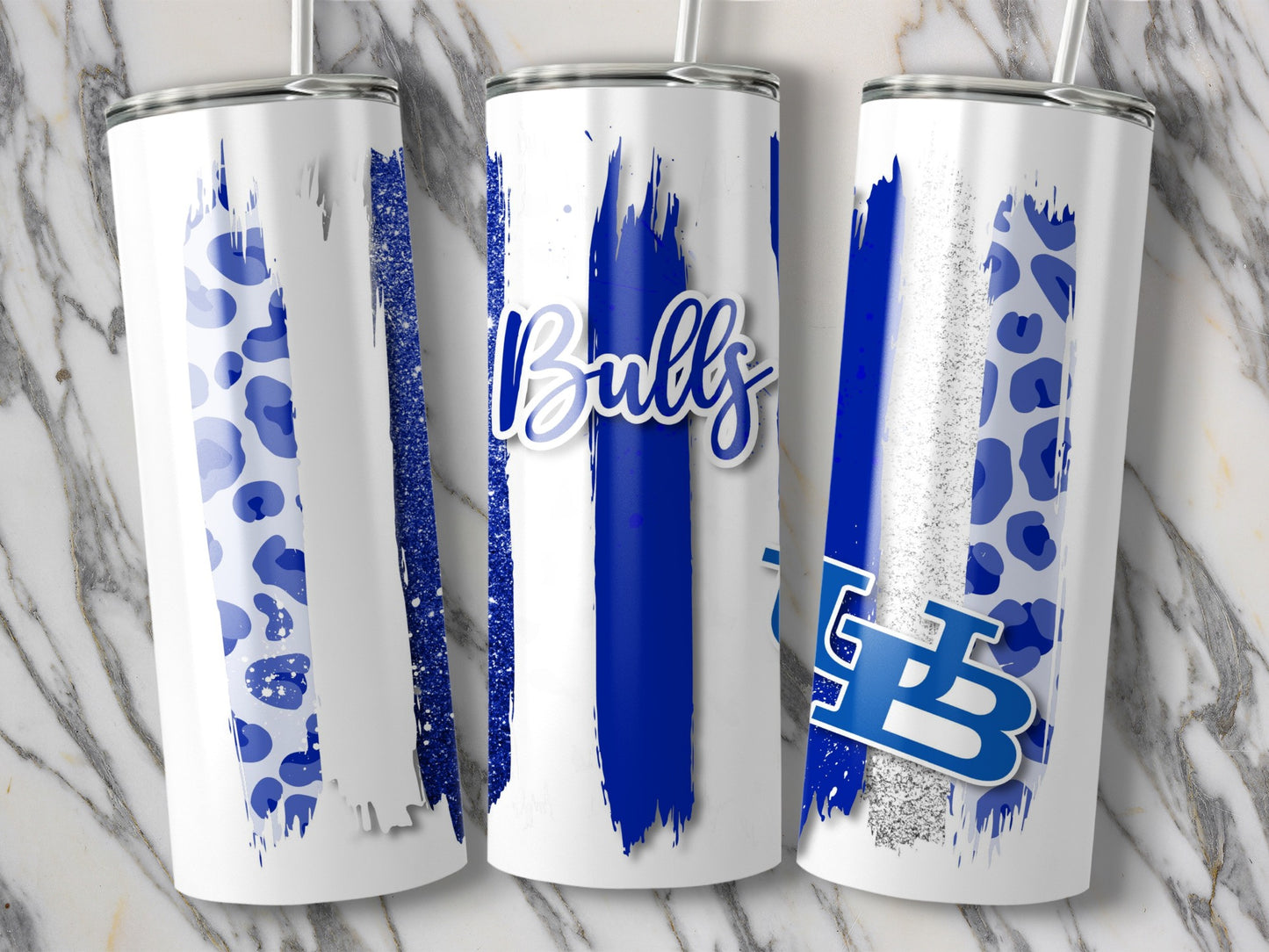 Bulls Design Blue White Pattern Stripes Tumblers