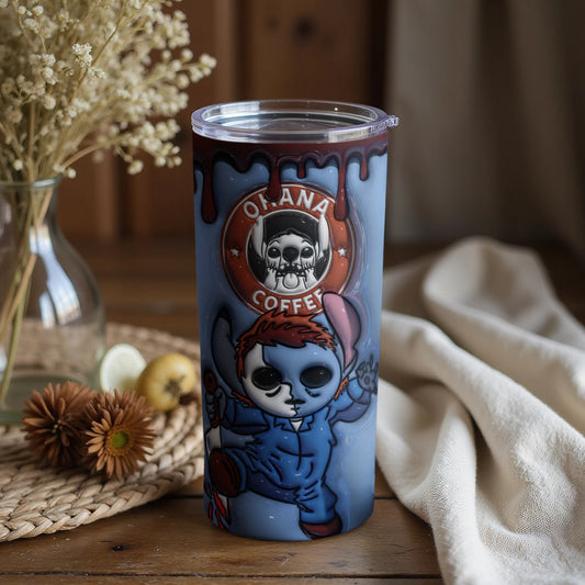 Cute Skeleton Ohana Coffee Tumbler Horror Design