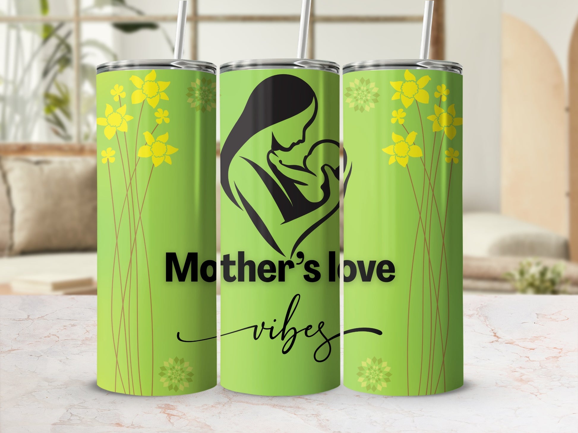 Mother's Love Vibes Floral Tumbler for Mom's Use