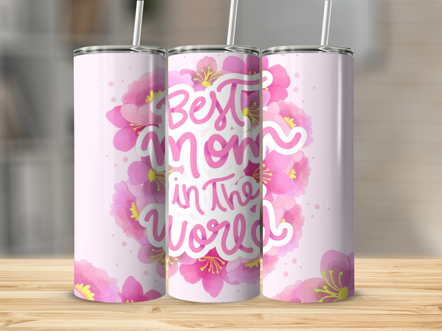 Best Mom in The World Floral Design Tumbler