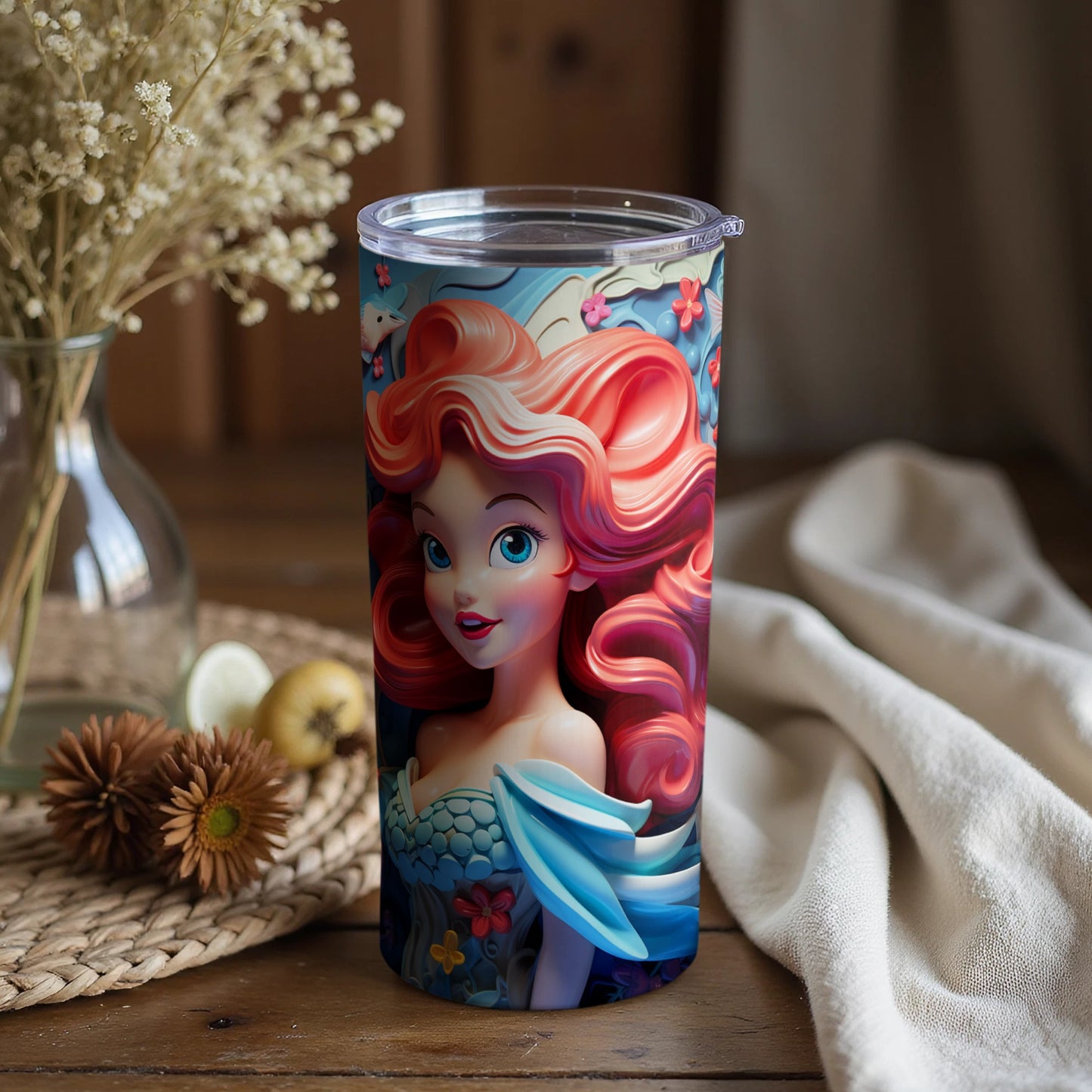 Ariel Disney Tumbler with Colorful Detailed Print