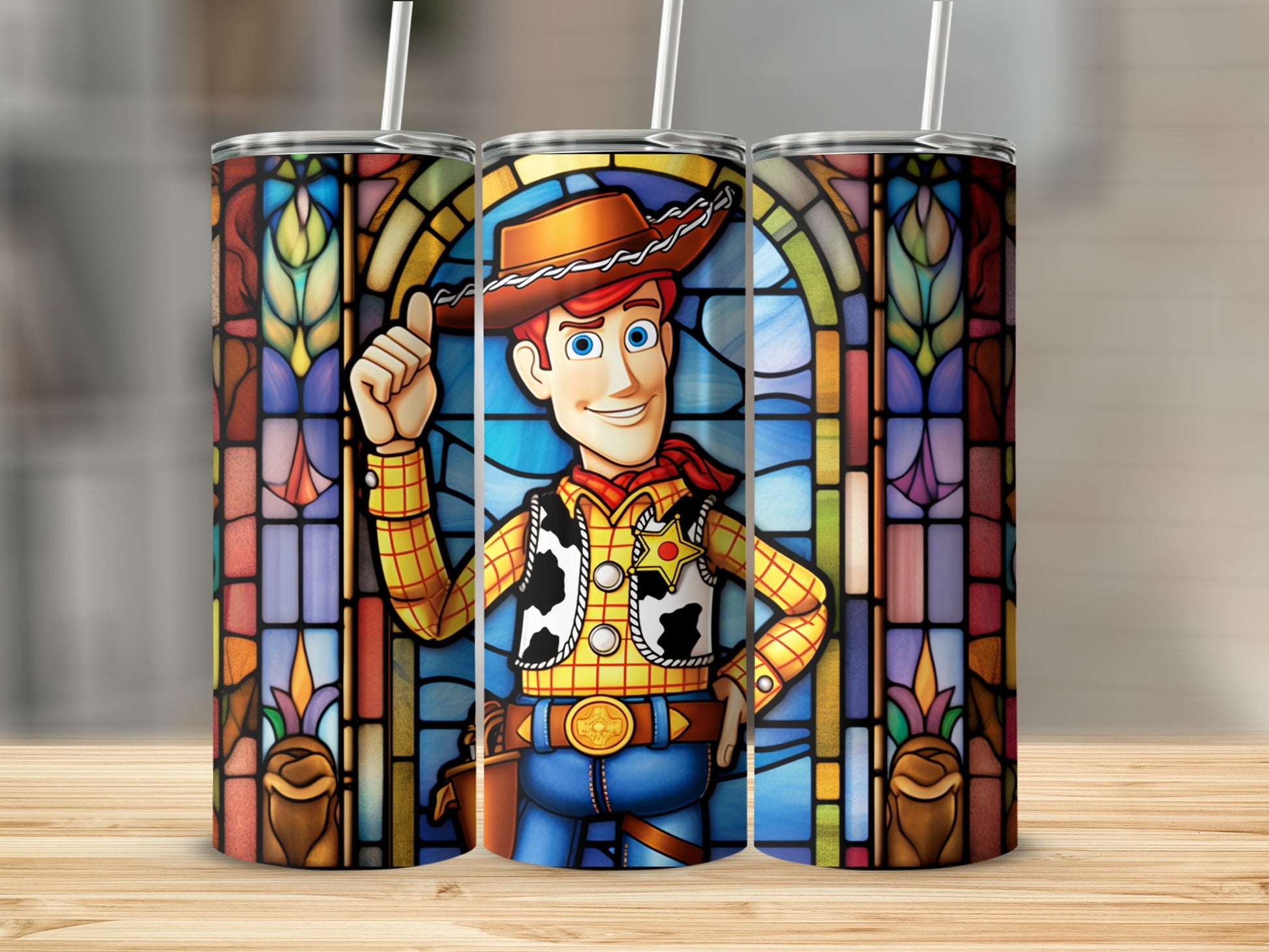 Stained Glass Cowboy Character Design Tumbler