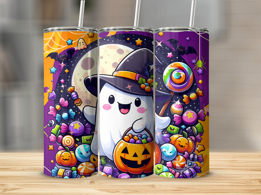 Cute Halloween Ghost Trick or Treat Tumbler Flask