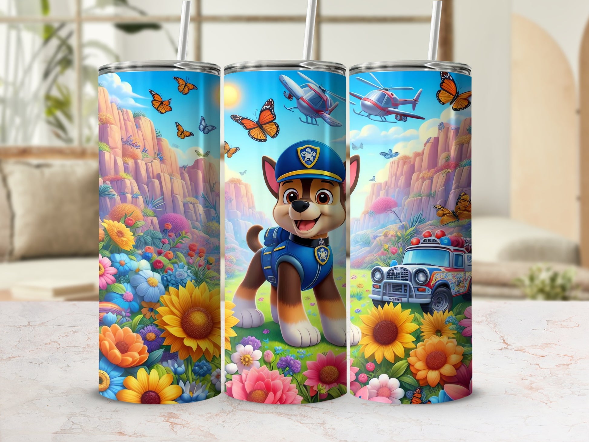 Colorful Kids Adventure Character Tumbler with Straw