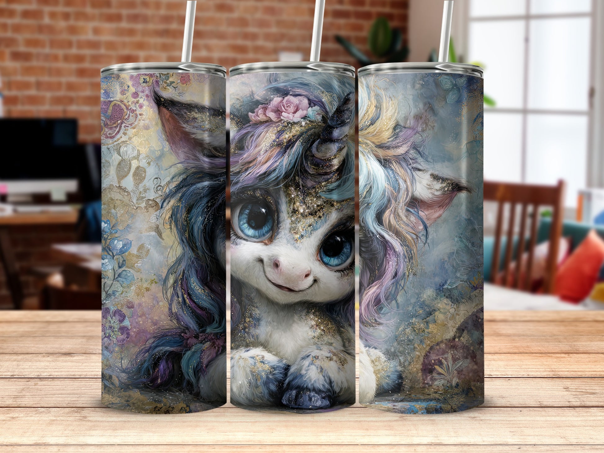 Adorable Unicorn Art Print Insulated Tumbler