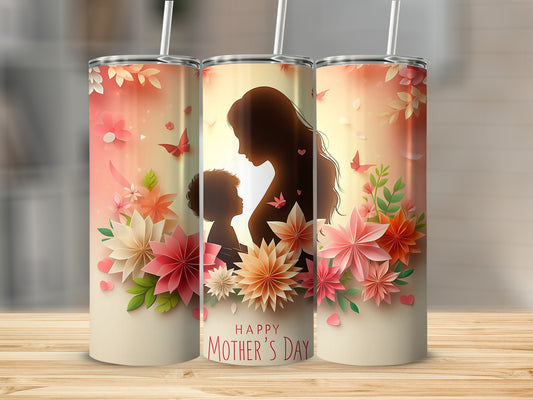 Happy Mother's Day Floral Butterfly Design Tumbler