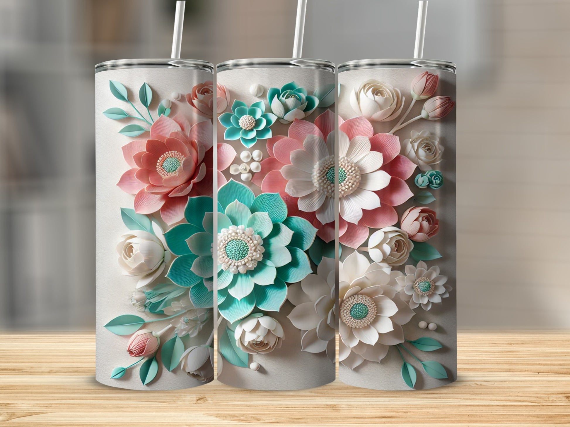 Beautiful Floral Design Travel Tumblers for Stylish Hydration