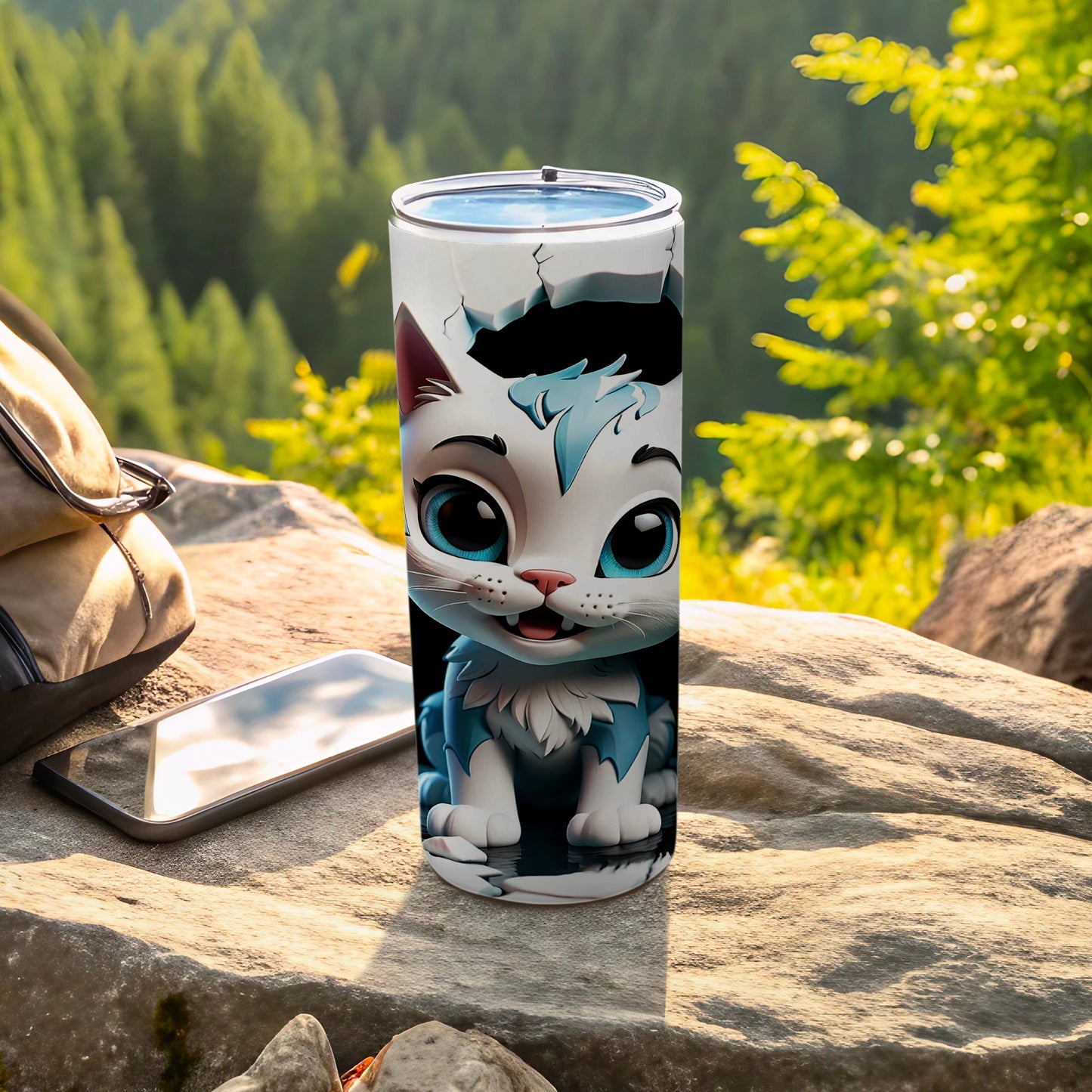 Adorable Illustrated Cat Design Travel Tumbler Product