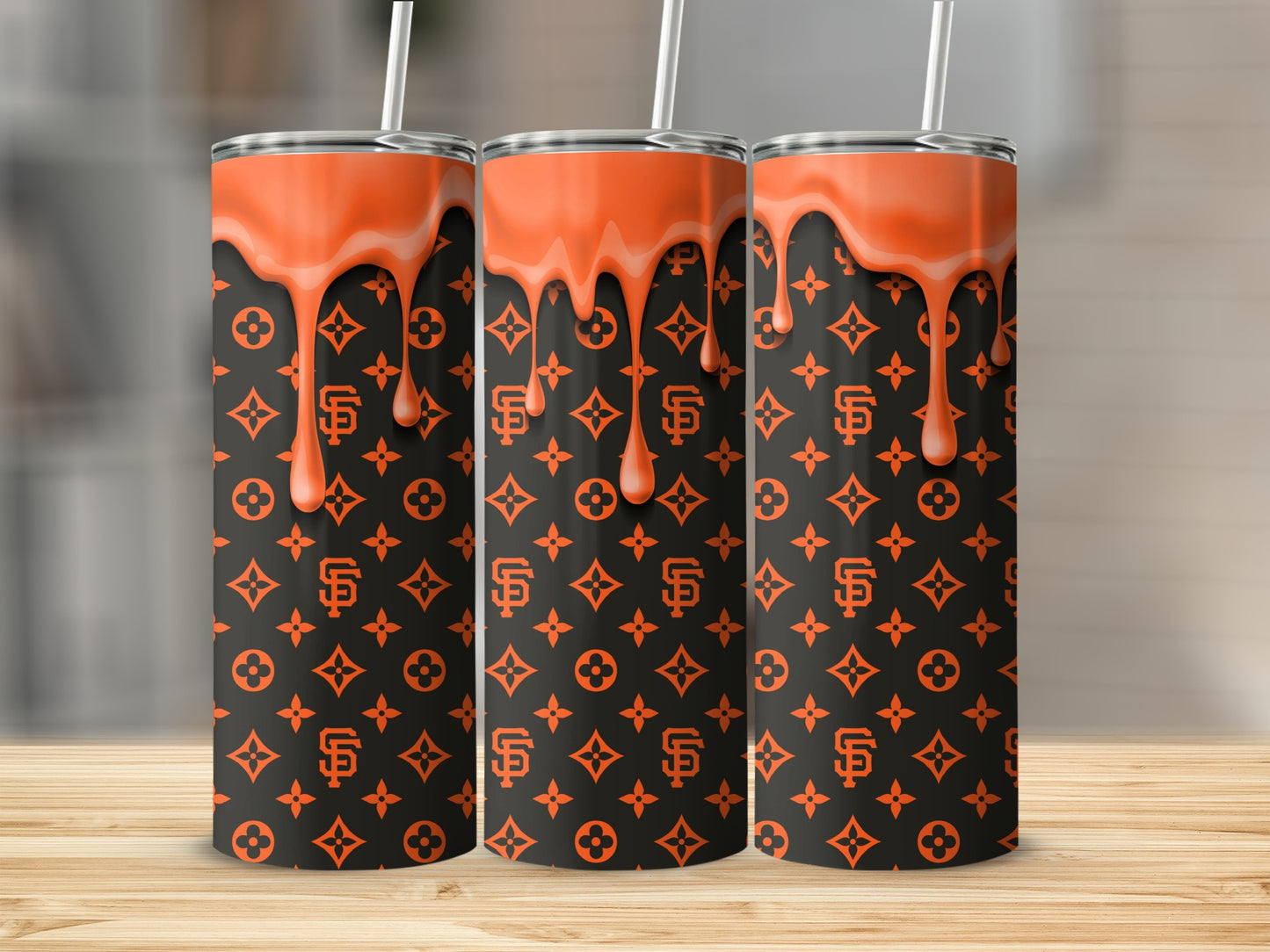 Orange Drip on LV with SF Giants Tumblers