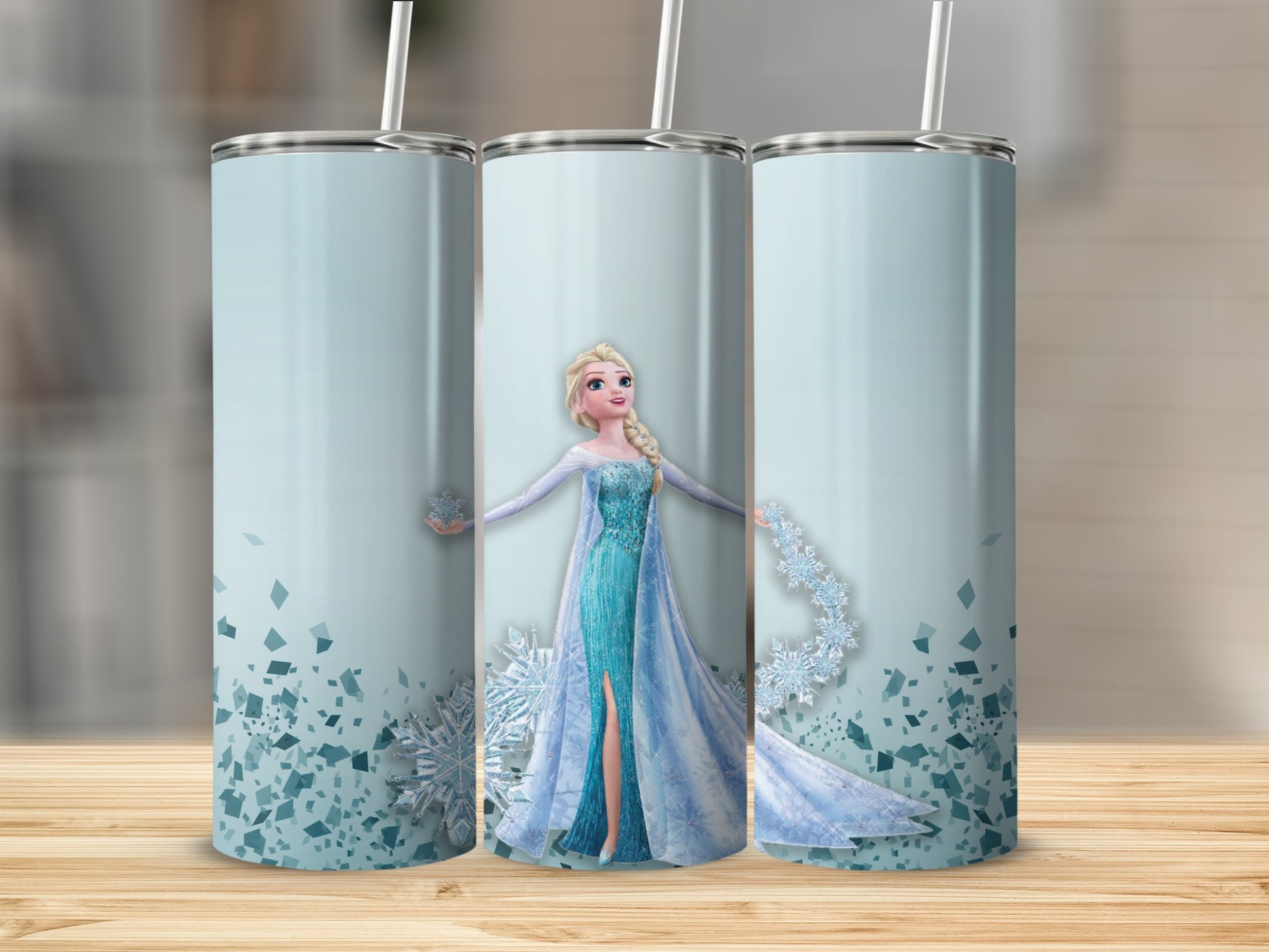 Elegant Princess Character Tumbler with Snowflakes Decor