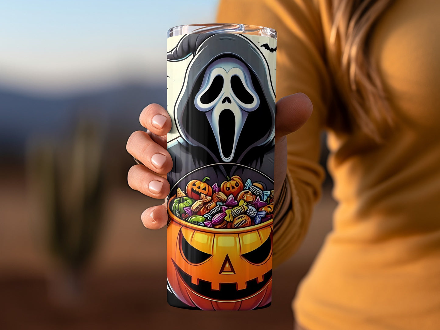 Halloween Ghost and Pumpkin Candy Tumbler Cup Gift