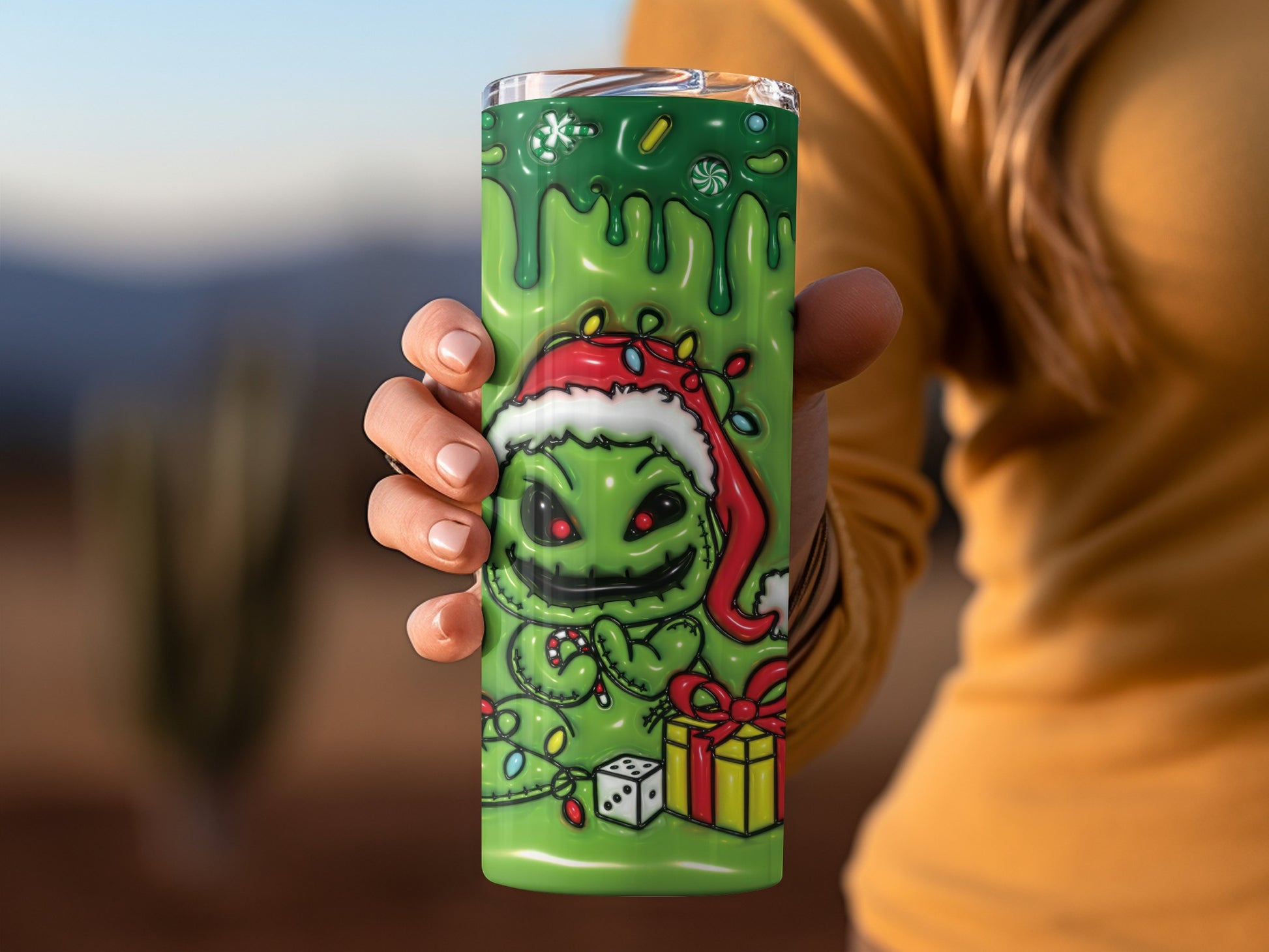 Green Monster Christmas Design Double Wall Tumbler