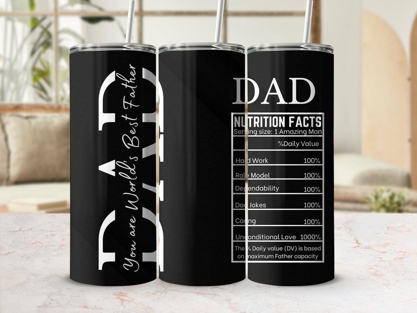 World's Best Father DAD Nutrition Facts Tumbler
