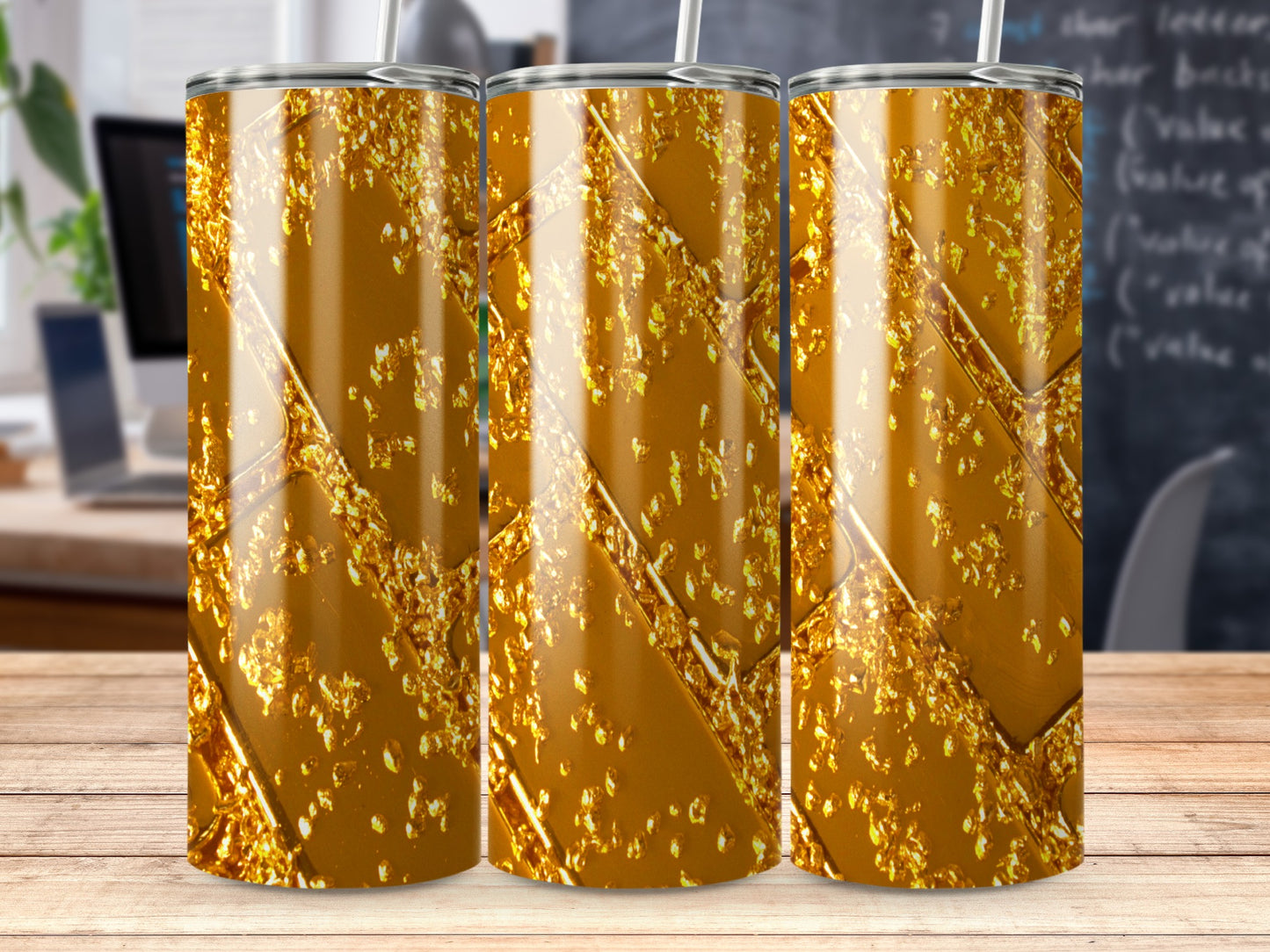 Gold Bricks Pattern with Crushed Golden Chips Tumblers
