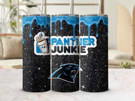 Panther Junkie Blue Dripping Glitter Design Tumbler