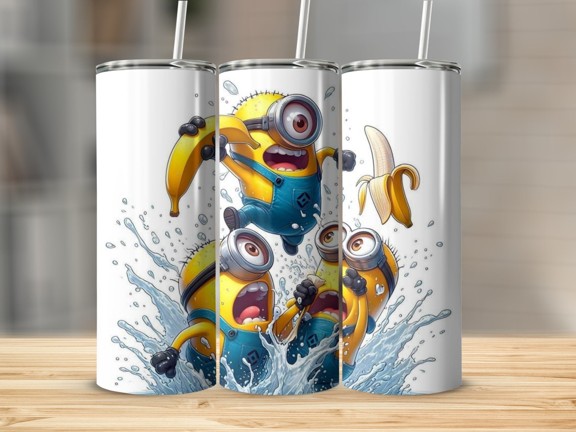 Fun Cartoon Characters and Bananas Drink Tumbler