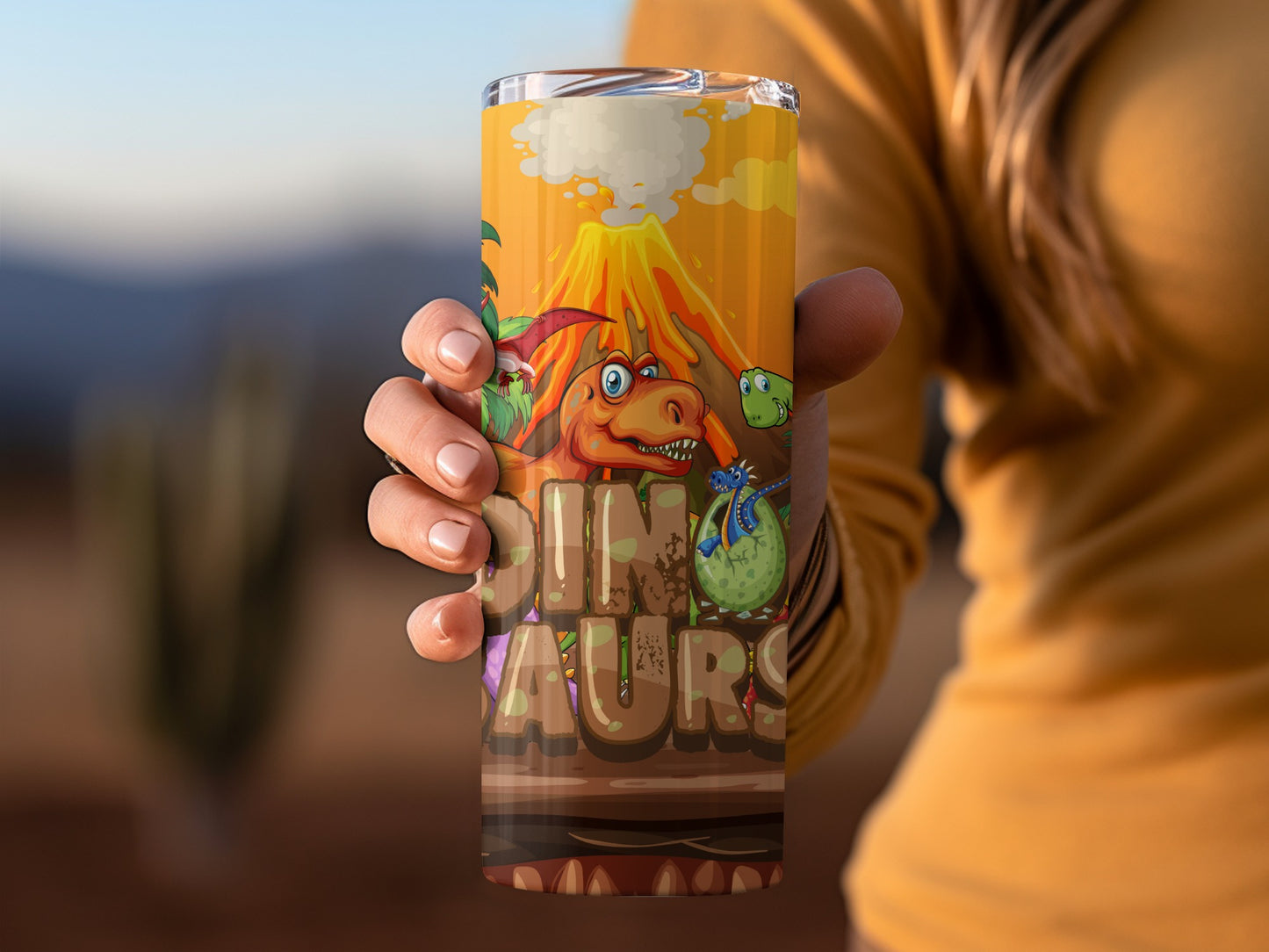 Bright Dinosaur Illustration Insulated Tumbler Cup