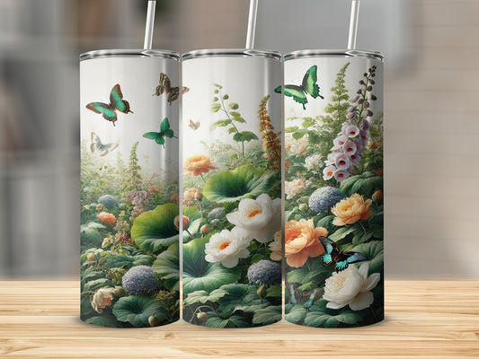 Floral Garden and Butterflies Tumbler Drinkware