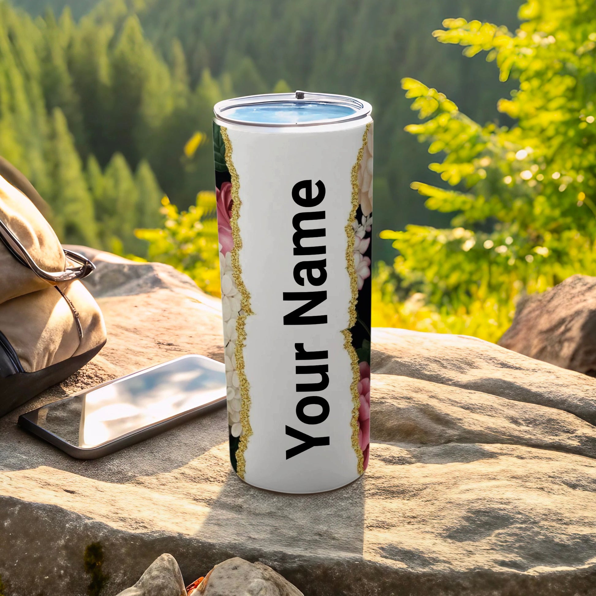 Customizable Floral Design Your Name Tumbler