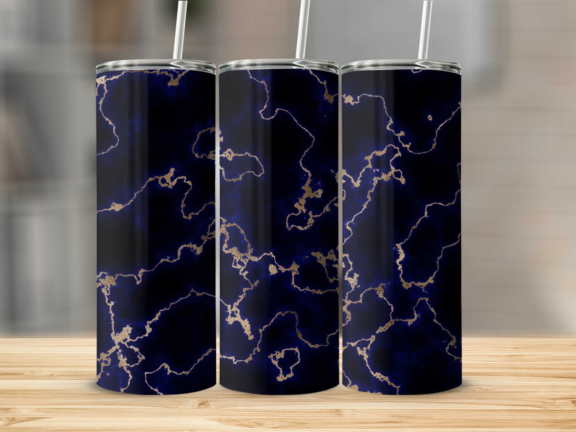 Dark Blue Gold Marble Pattern Modern Tumbler product type
