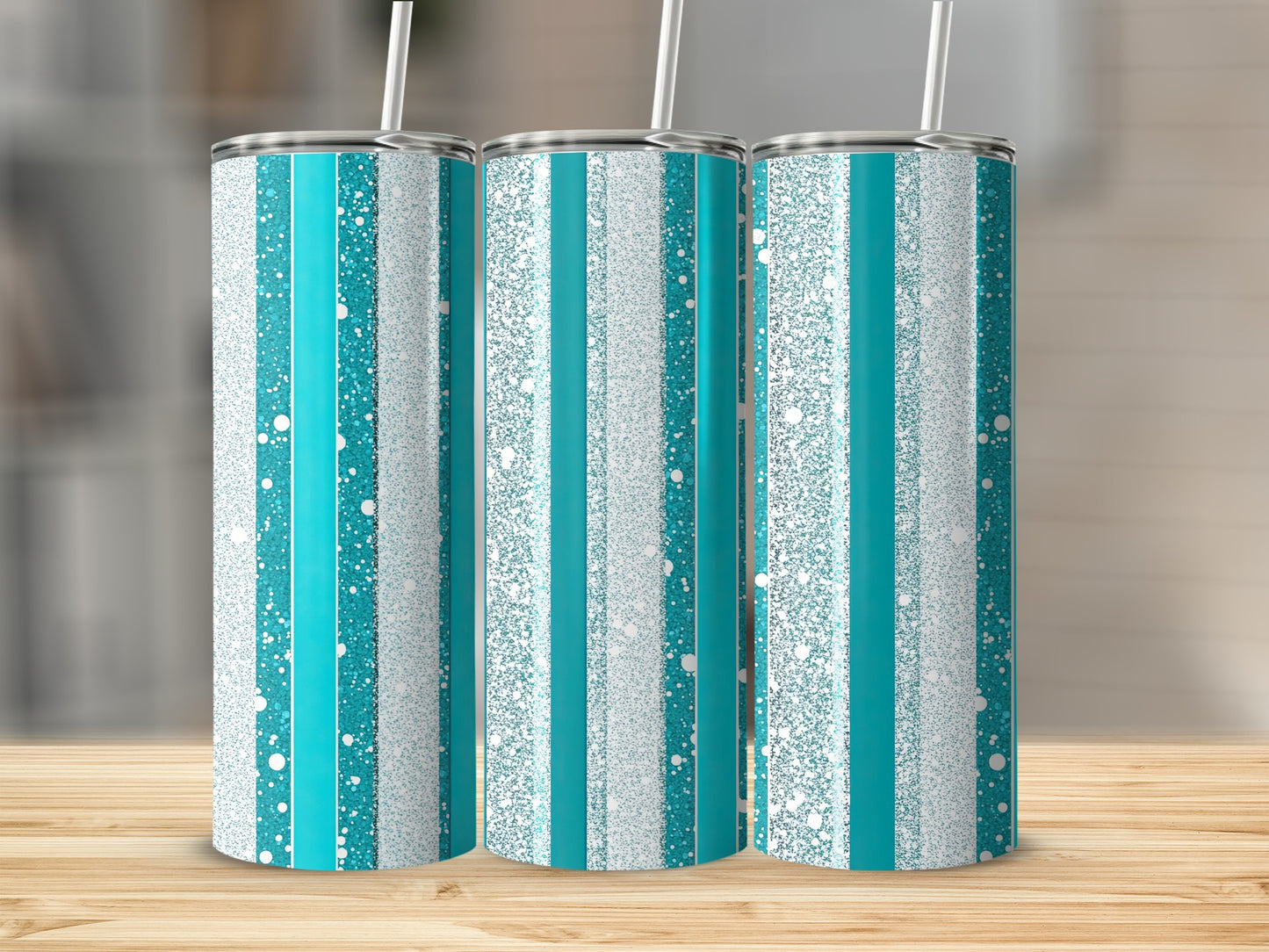 Turquoise Stripes And Spots Pattern Great For Designs Tumblers