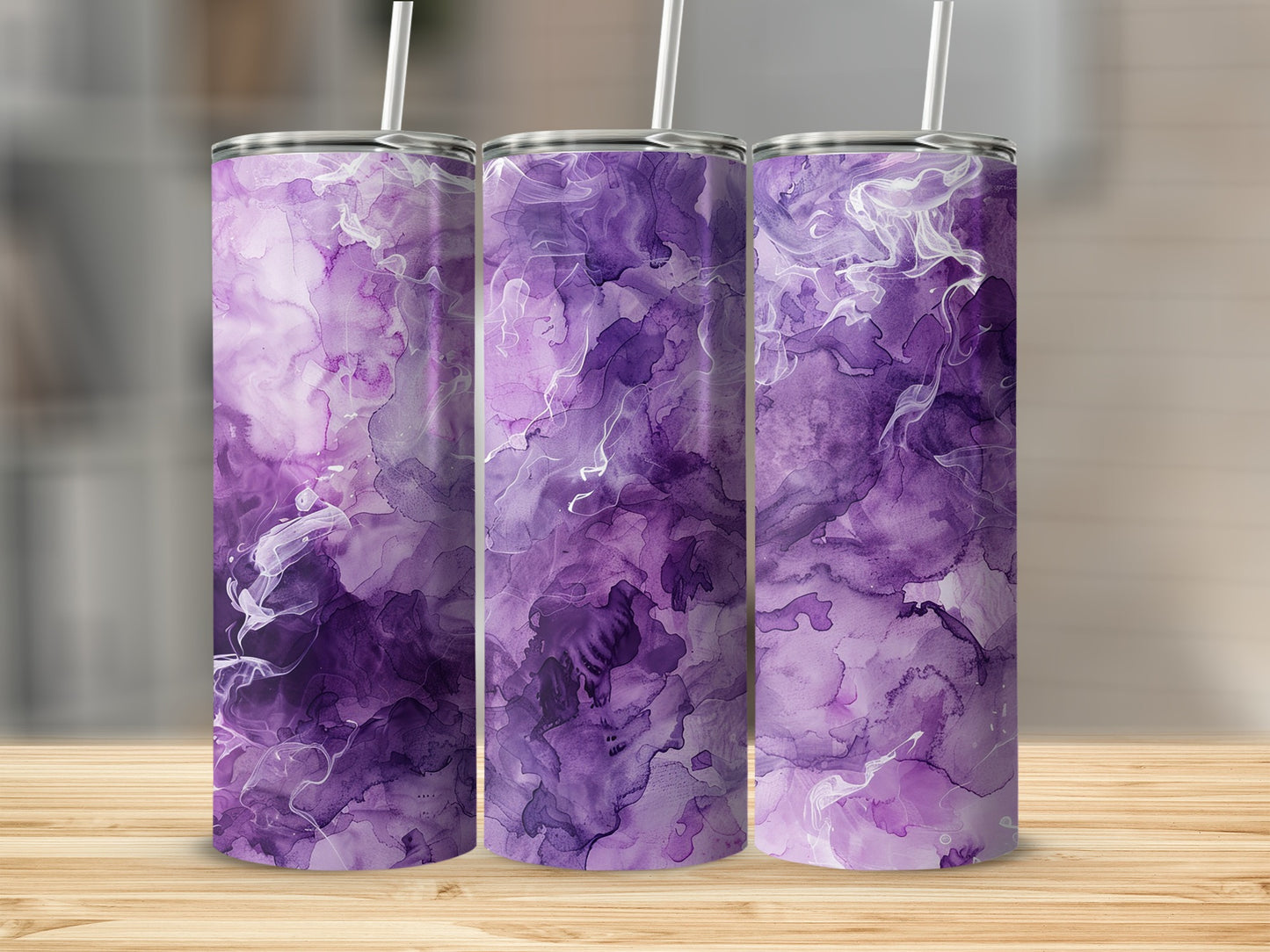 Purple Abstract Design Stainless Steel Tumbler