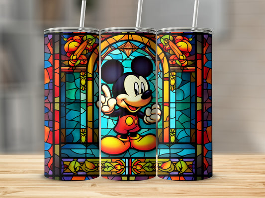 Colorful Stained Glass Style Mickey Mouse Tumbler