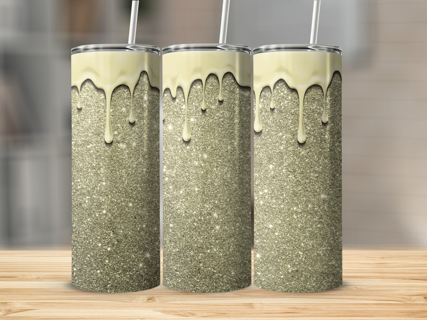 Shimmering Glitter Tumbler with Dripping Effect