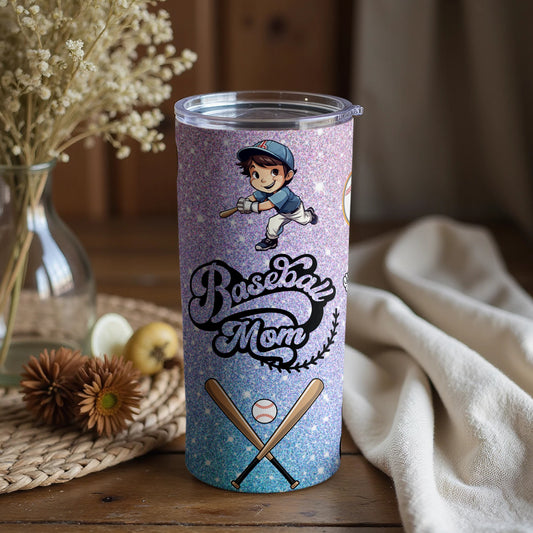 Baseball Mom Glitter Sports Themed Tumbler