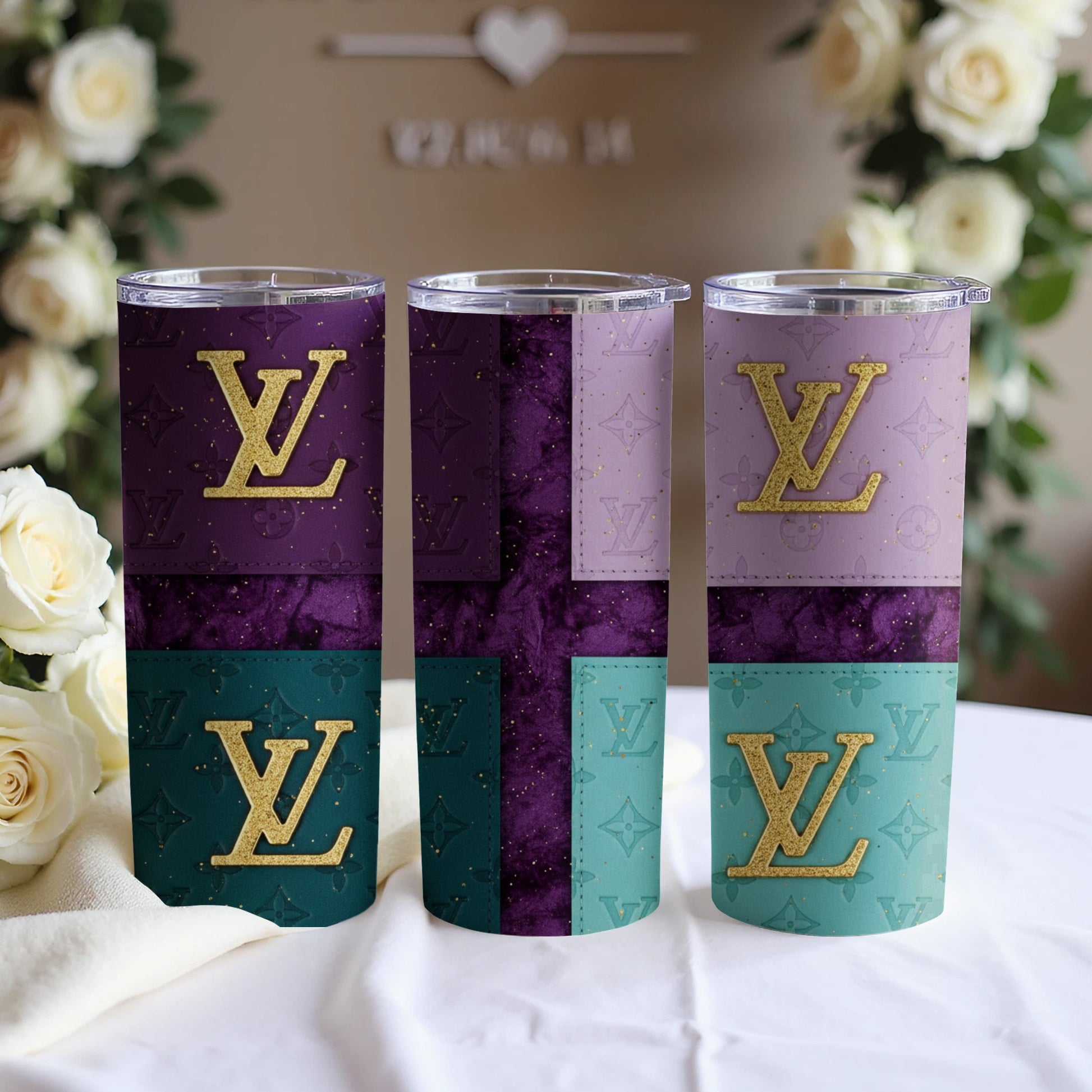 Designer-Inspired Gradient Tumbler with Gold Logo