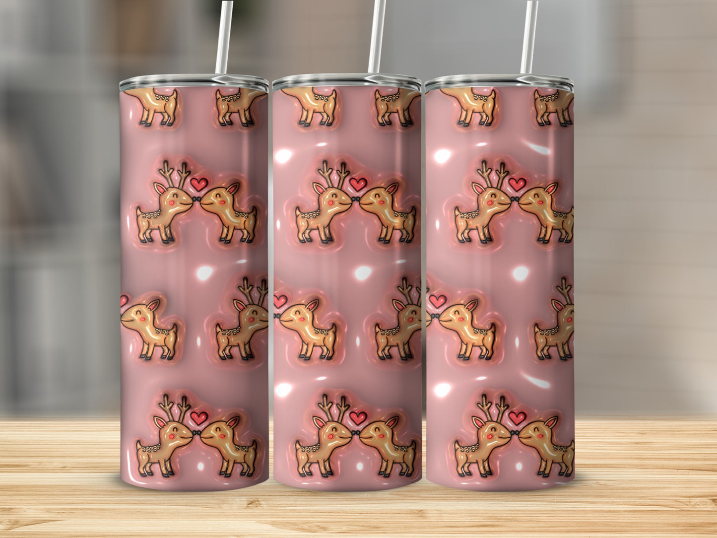 Cute Whimsical Reindeer Patterned Tumbler for Festive Joy