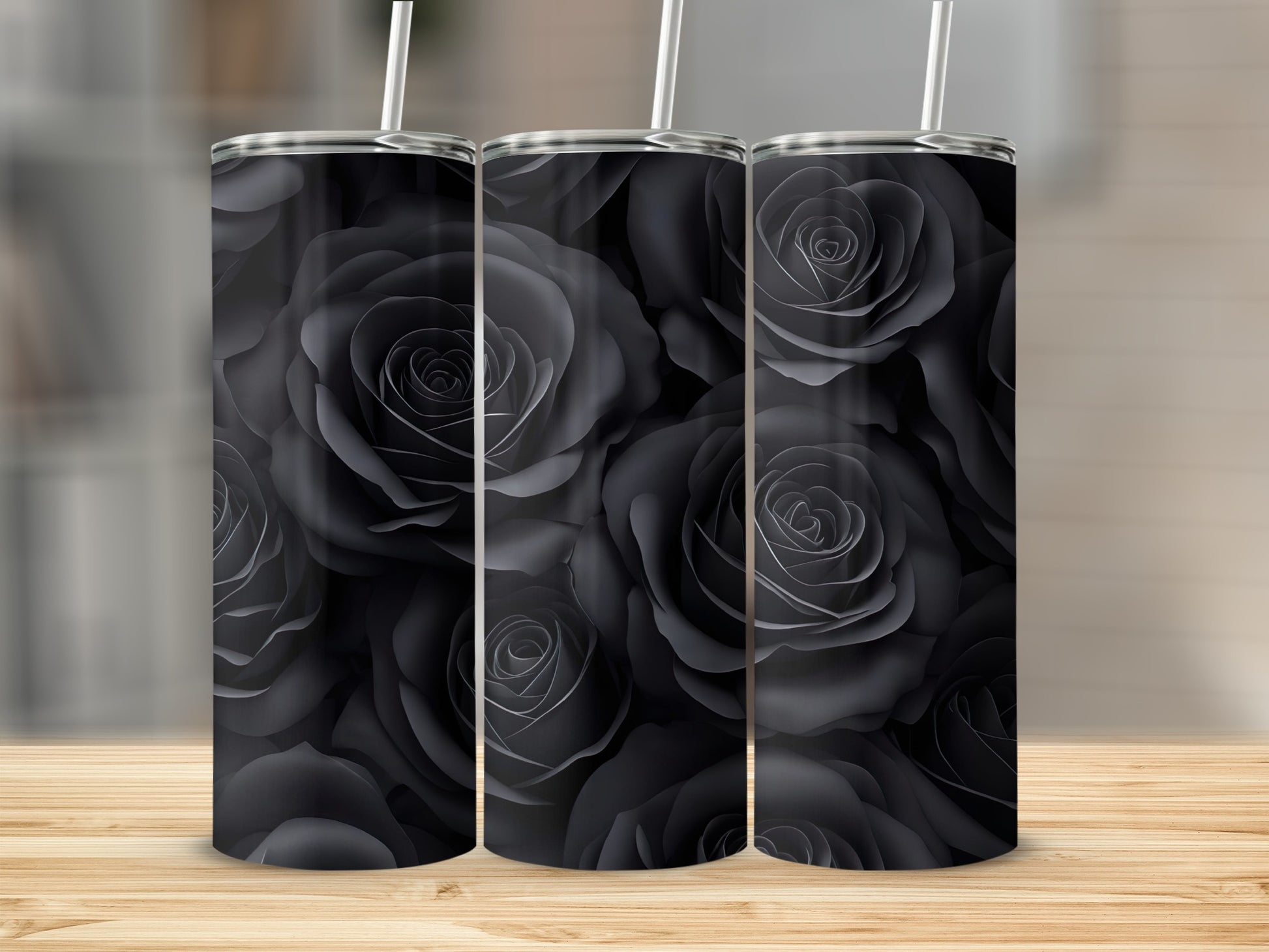 Elegant Black Rose Design Tumbler for Any Occasion
