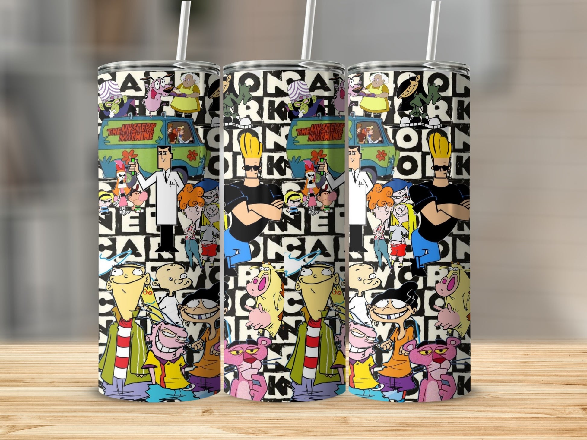 Classic Cartoon Characters Collage Design tumbler