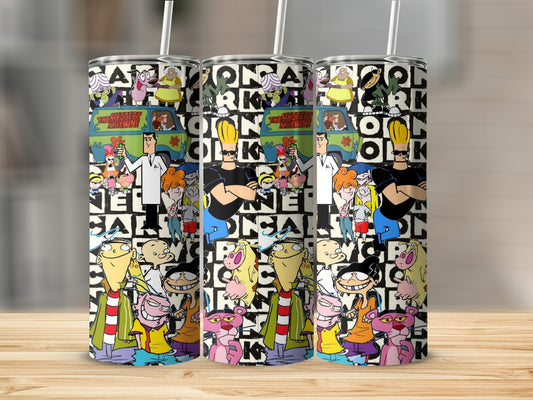Classic Cartoon Characters Collage Design tumbler