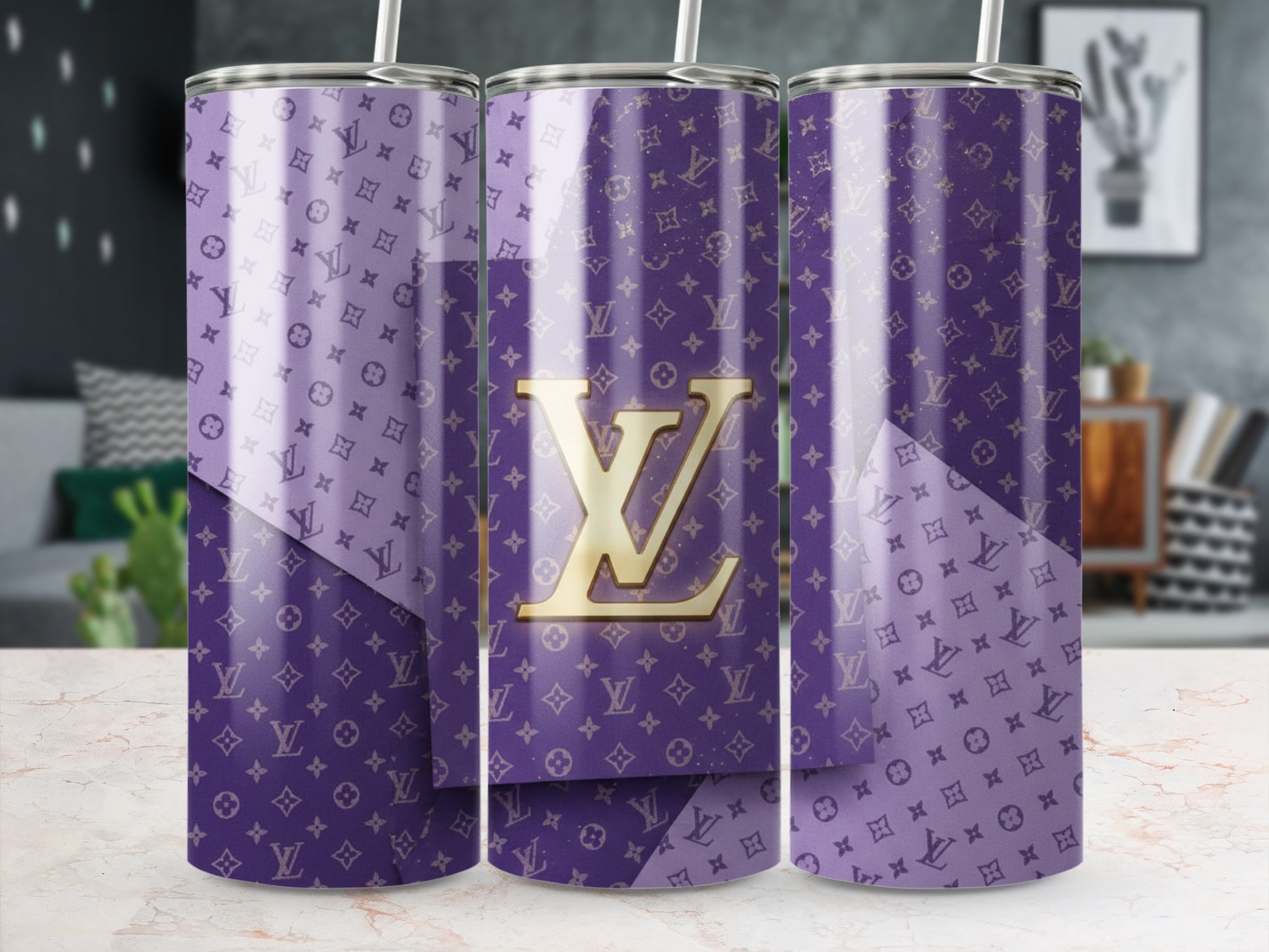 Elegant Purple Designer Inspired Tumbler Cup 20 oz