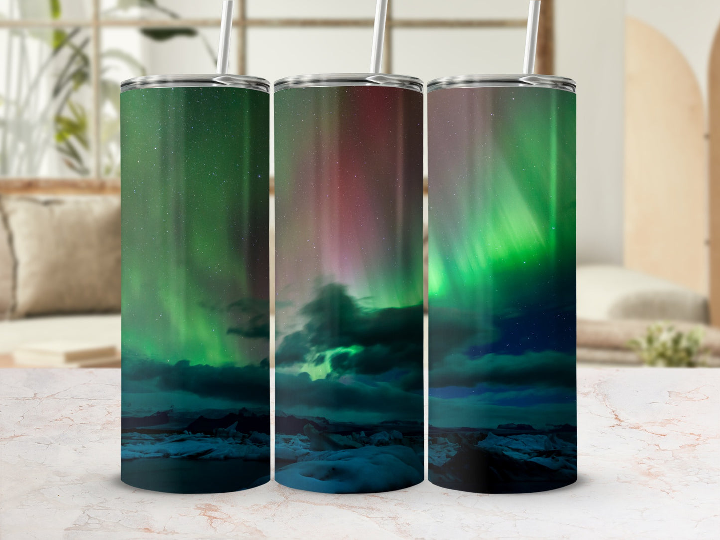 Stunning Northern Lights Stainless Steel Tumbler