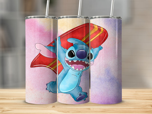 Colorful Surfboard Character Design Tumbler Cup