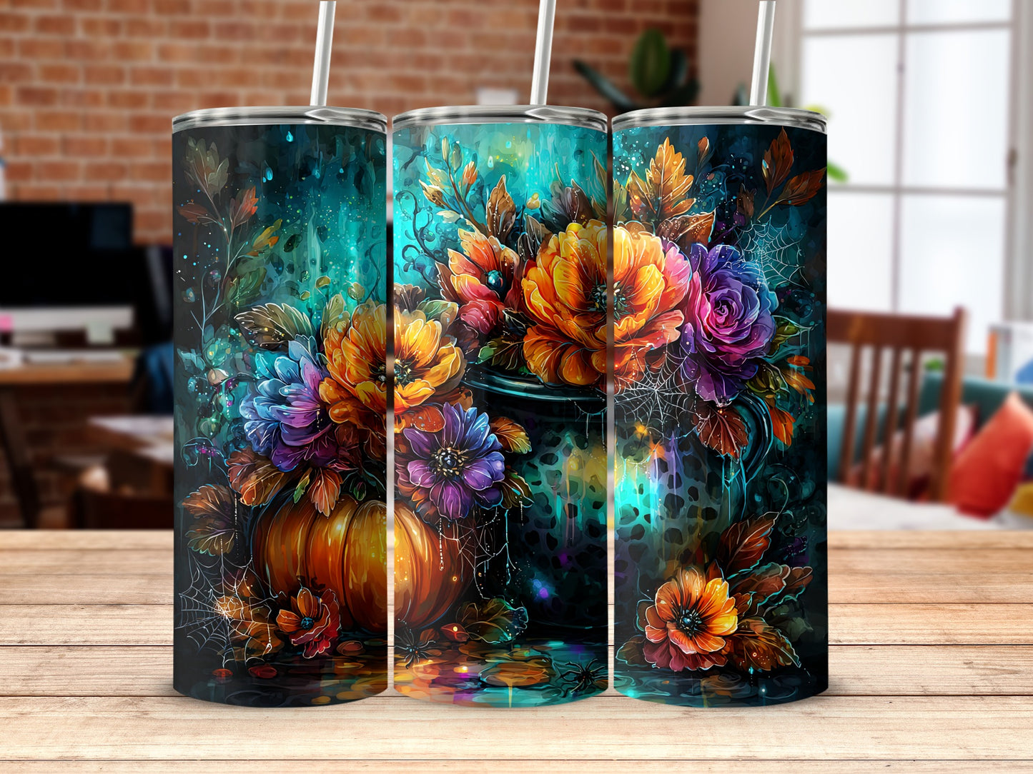 Colorful Floral Design Insulated Tumbler Product