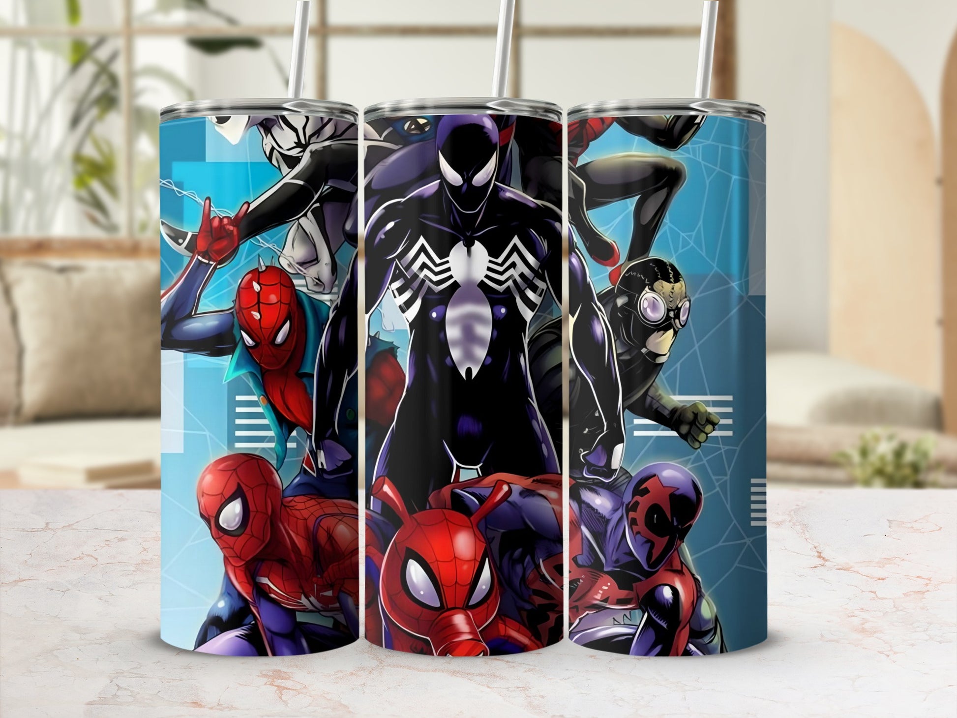 Superhero Team Stainless Steel Tumbler with Straw