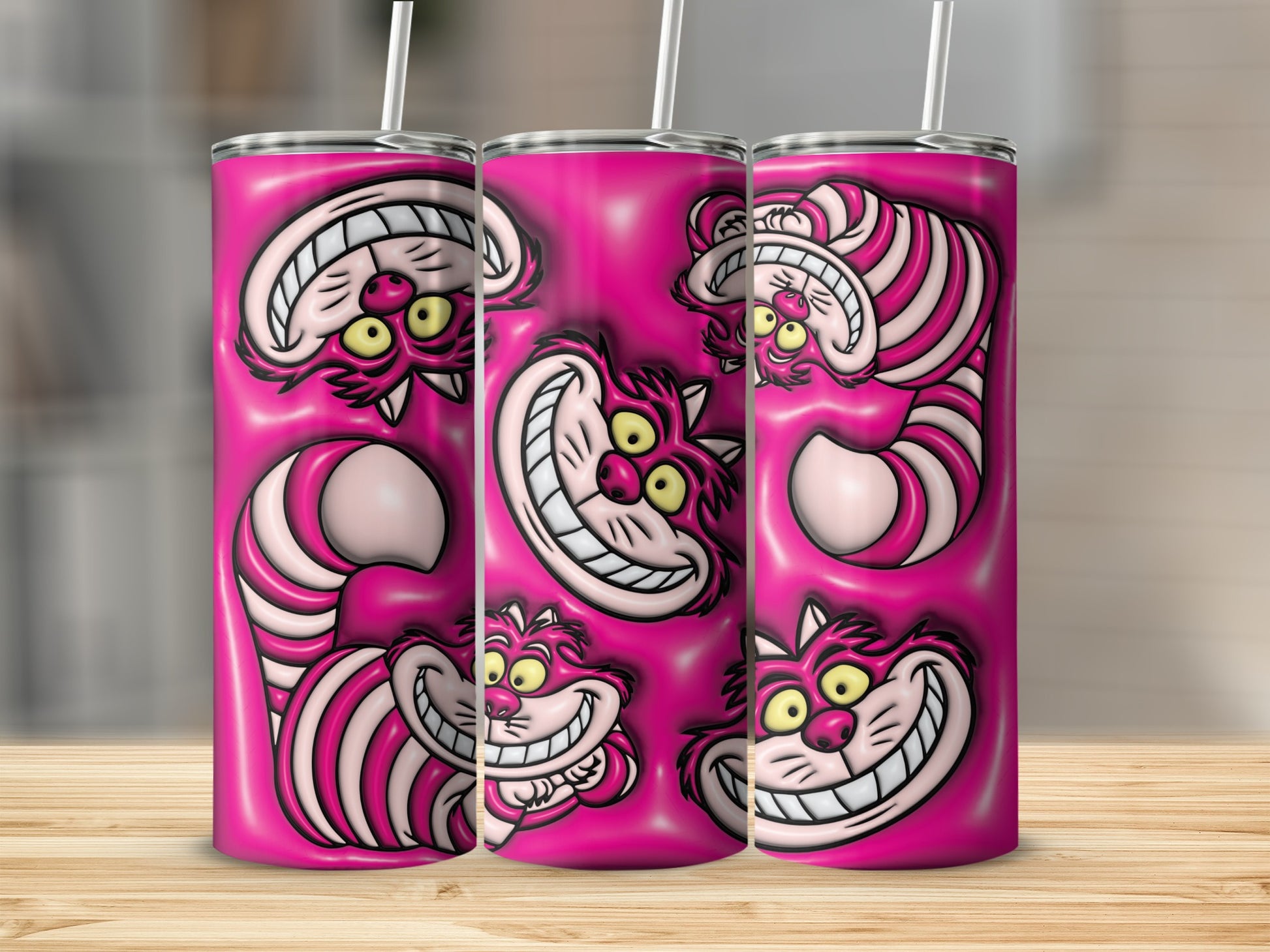 Pink Cartoon Cat Design Vacuum Insulated Tumbler