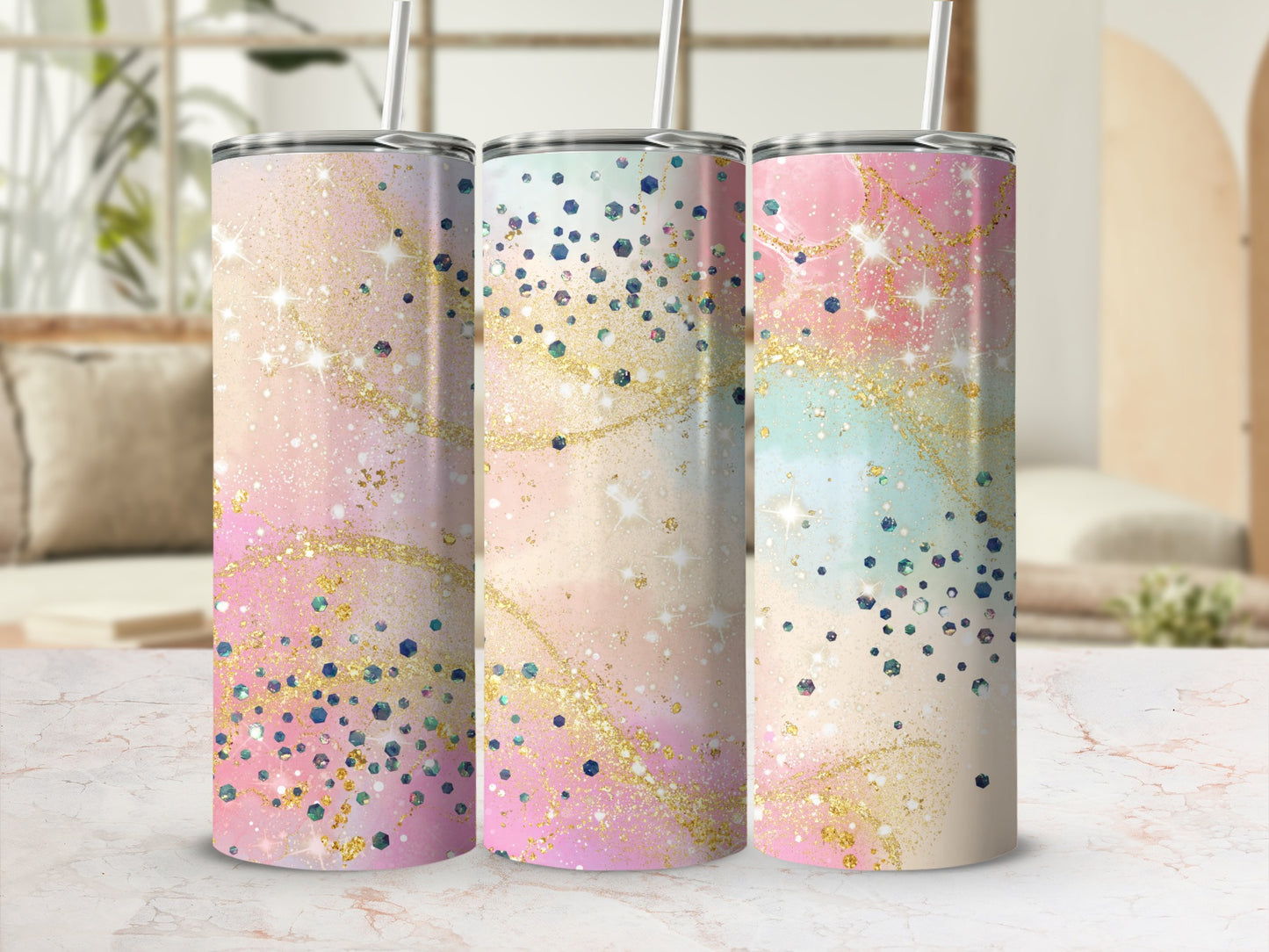 Glitter and Sparkle Gradient Skinny Tumbler Product