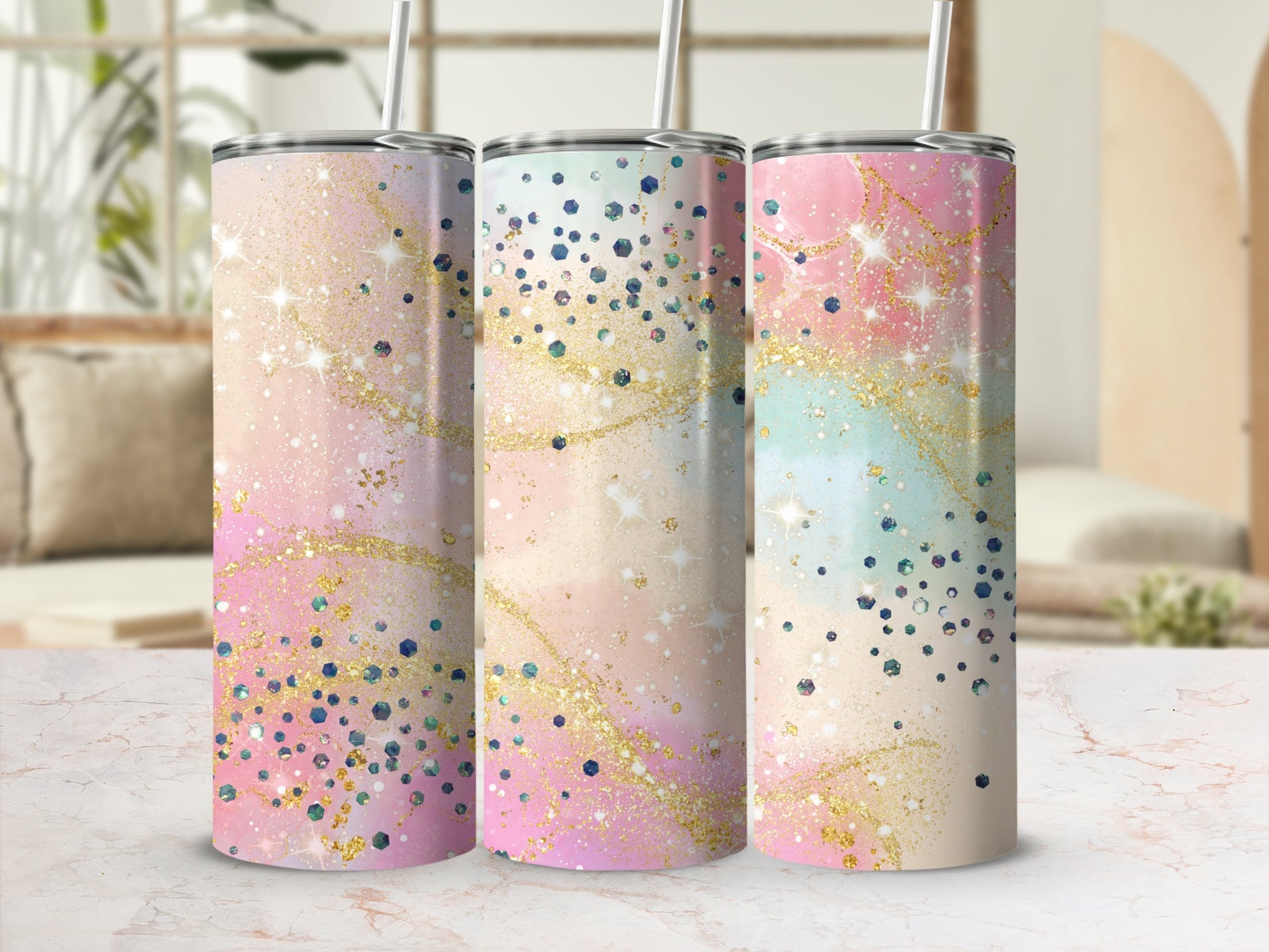 Glitter and Sparkle Gradient Skinny Tumbler Product