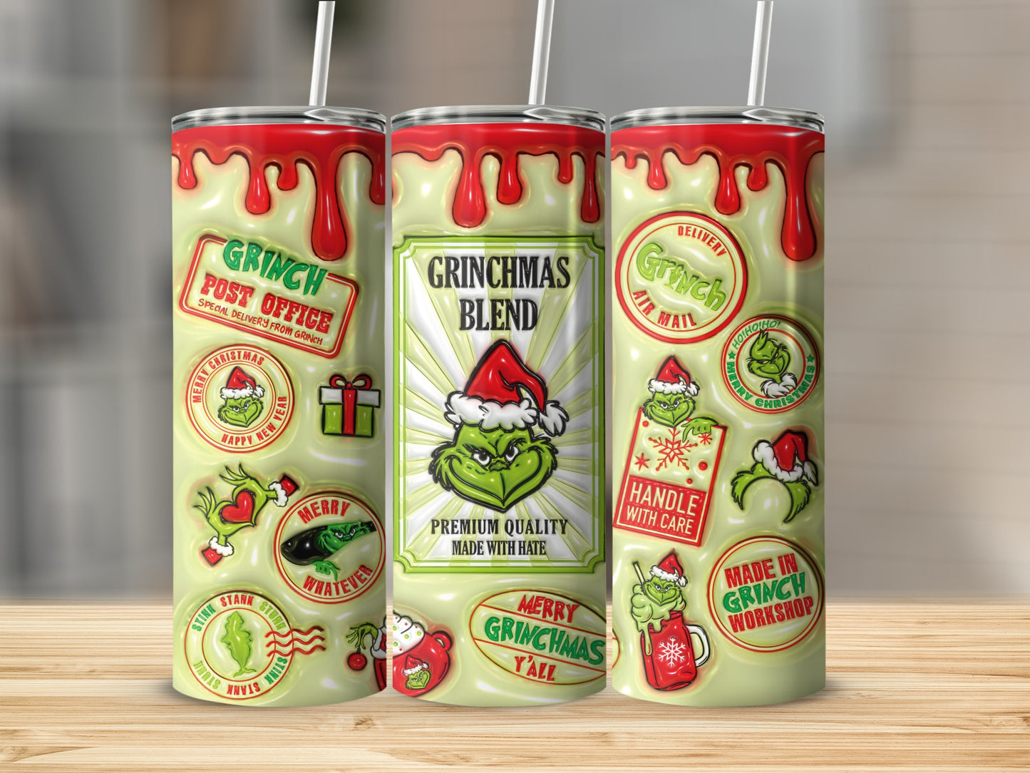 Grinch Christmas Blend Theme Tumbler Cup for Festive Fun