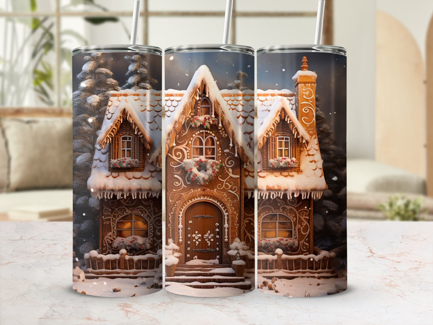 Gingerbread House Winter Wonderland Tumbler Cup