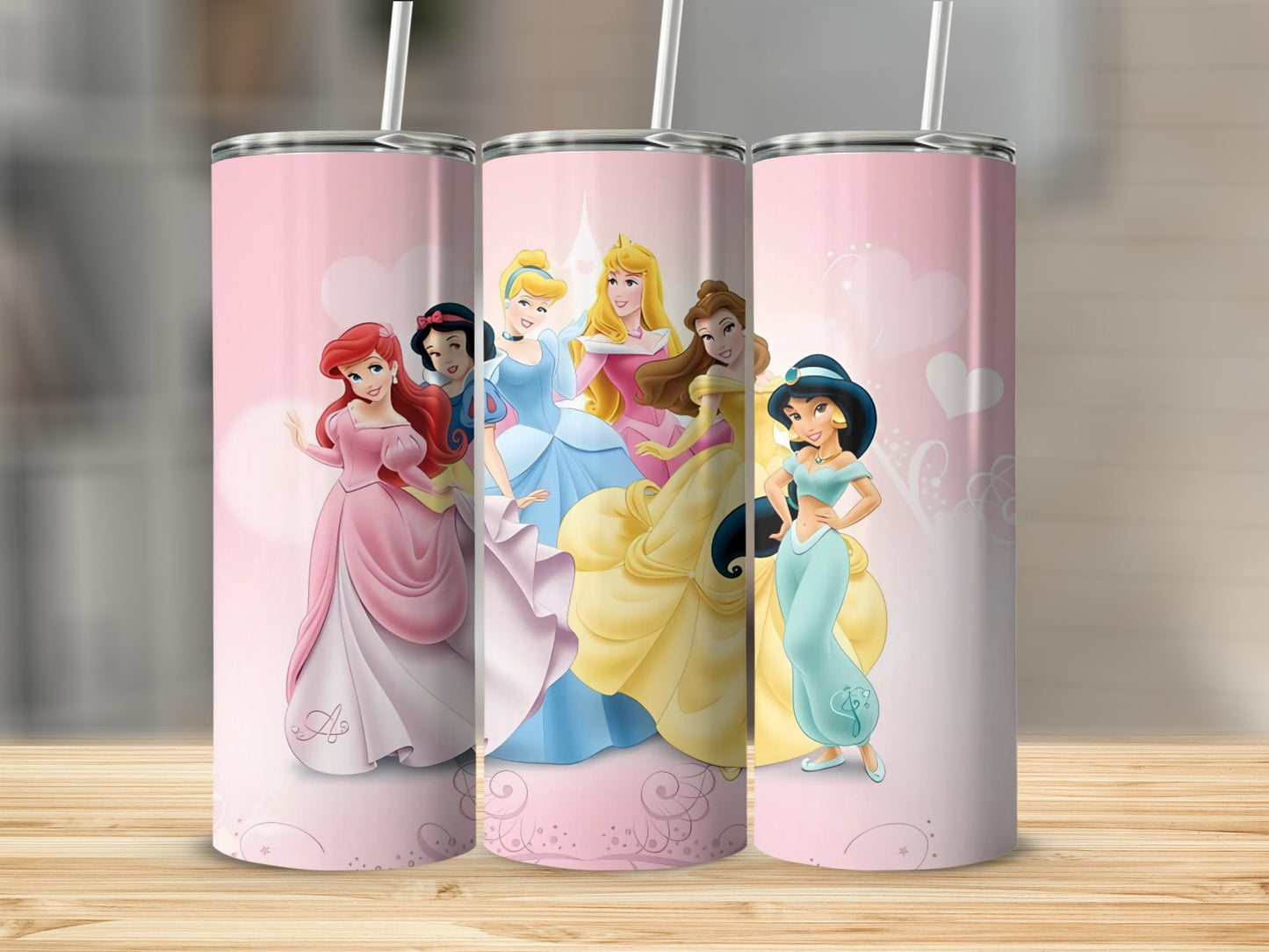 Princess Themed Tumblers with Straw for Kids Tumblers